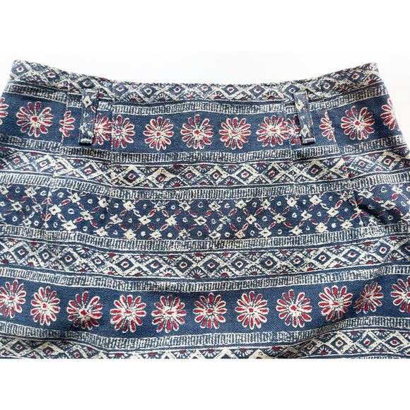 Vintage Vivaldi Jeanswear Blue Patterned Cotton Pencil Skirt Size 8 - Picture 3 of 9